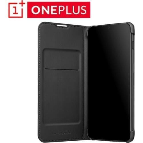 Original OnePlus 6T Flip Cover Black Case PU Leather Five Flip Cover Smart Sleep Wake Cover Protective Shield For Oneplus6T