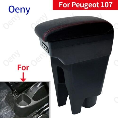 For Peugeot 107 Armrest Interior Parts special Retrofit parts Car Armrest Center Storage box USB LED
