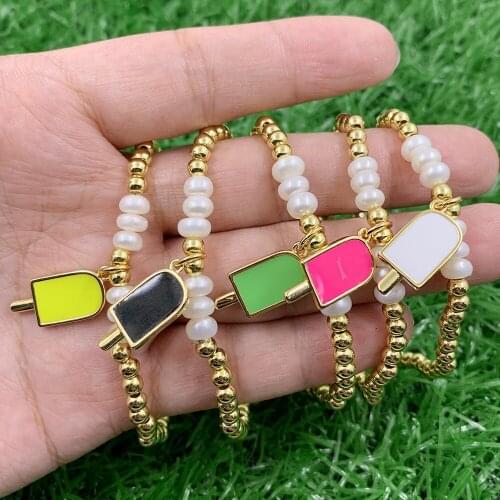 Factory Direct Custom Colorful Cute Cartoon Acrylic Ice Cream Charm Pure Color Girl Bead Bracelet