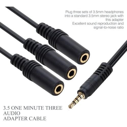 3.5mm 1 To 3 Splitter Cable 30cm 1/8 Inch Male To 3 Stereo Female Jack Socket Headphone Splitter Audio Cable