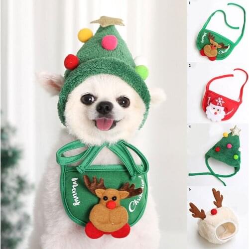 Cat Dog Christmas Bandana Santa Hat Dog Triangle Scarf Bibs Kerchief Saliva Towels For Small Medium Pet Dogs Christmas Costume