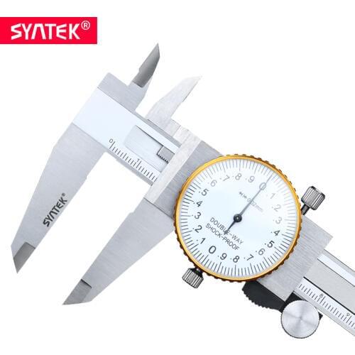 Syntek Caliper 0-200mm Metric Gauge 200mm 8inch Measuring Tool Dial Vernier Calipers Shock-proof Vernier Caliper 0.02mm SGS CE