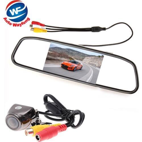 Auto Parking Assistance System 2 in 1 4.3 Digital TFT LCD Mirror Car Parking Monitor + 170 Degrees Mini Car Rear view Camera