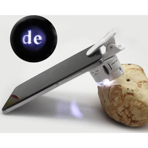 60X Microscope LED Magnifier Jewelry Loupe Lens Zoom Mobile Phone Camera Clip 875F