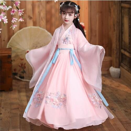 Traditional Ancient Chinese Folk Dance Costumes Children Classical Kids Tang Dynasty Little Girl Chinese Dress Hanfu Clothing