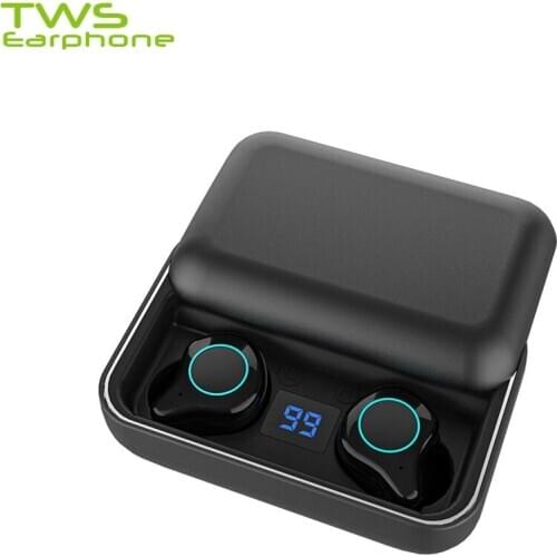 TWSearphone R6 Wireless Handfree Headphone Bluetooth 5.0 Earphone HD 8D Sport Stereo Earbuds With Micphone LED Display VS QCY