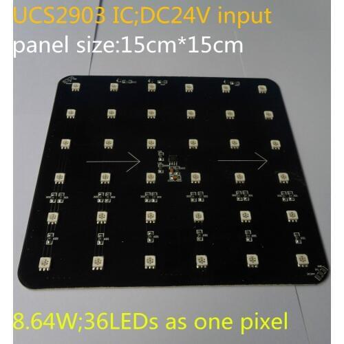 UCS2903 IC controlled 5050 LED pixel panel;DC24V;15cm*15cm size;6*6 leds;one panel works as one pixel