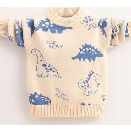 Lasted Knitting Spring Autumn Winter Sweater Baby Boys Kids Childrens Warm Plus Velvet Thicken Top High Quality