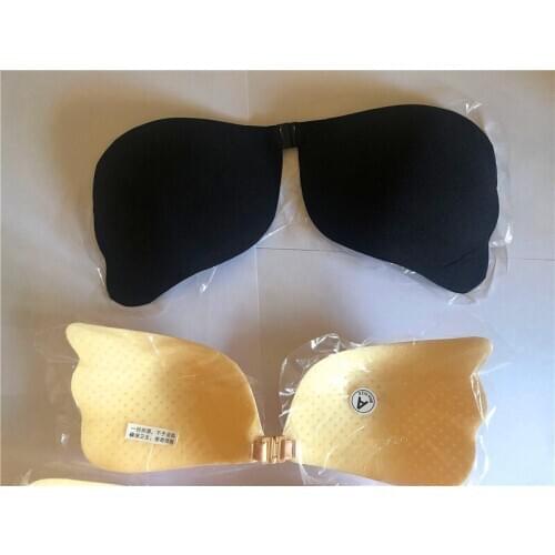 Women Self Adhesive Strapless Bandage Blackless Solid Bra Stick Gel Silicone Push Up womens underwear Invisible Breathable Bra