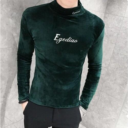 2021 New Autumn Long Sleeve T Shirts Men Fashion Men Clothes Stretched Turtleneck Slim Fit All Match Solid Men T-Shirts S-5XL