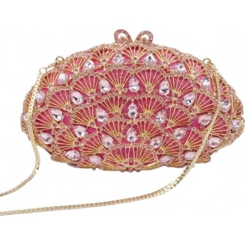 21x12CM Pink Crystal Bag Diamond-studded Dinner Bag Wispy Pistachio Fan-shaped Diamond Clutch Bag Banquet Women a6840