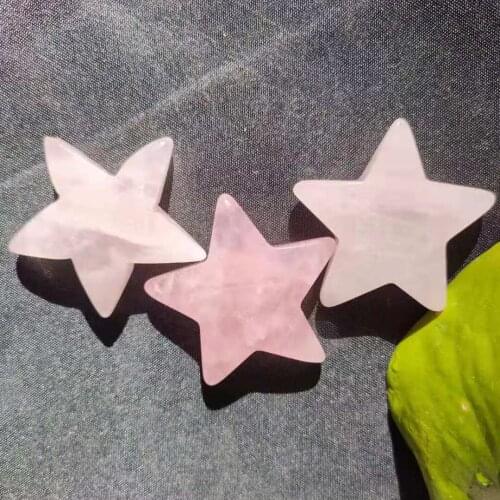 3pcs 40-45g Natural Pink Star Crystal Mineral Quartz Body Home Aquarium Energy Healing Stone