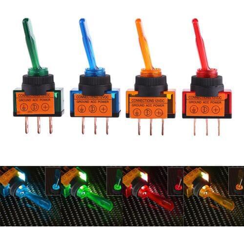 4 Pcs 12V 20A LED On/Off 3 Pin SPST Toggle Rocker Switch For Car Auto Truck Boat