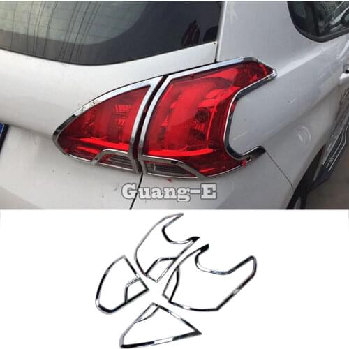 High Quality For Peugeot 2008 2014 2015 2016 Car Body Rear Tail Back Light Lamp Frame Stick Styling ABS Chrome Cover Trim 4pcs