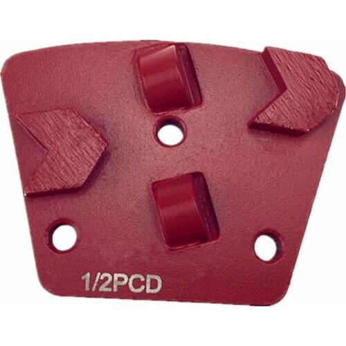 HT Metal Bond Diamond Grinding Shoes PCD Grinding Pads with Two Half PCD Arrow Segments Epoxy Concrete Coating Removing 12PCS