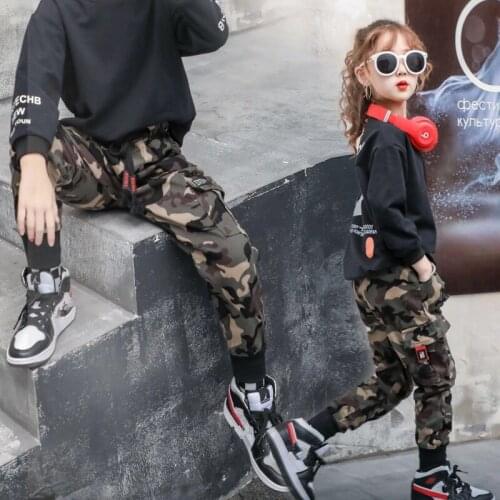 Spring Children Girls Cotton Sport Pants Casual Camouflage Printed Teenage Boys Cargo pants Kids Trousers Beam Foot Pants