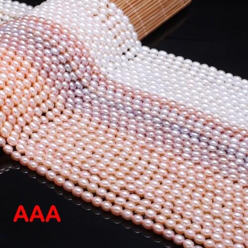 AAA Fine Freshwater Pearl Beads Natural Rice Shape Pearls for Jewelry Making DIY Elegant Necklace Bracelet Accessories 36cm Gift