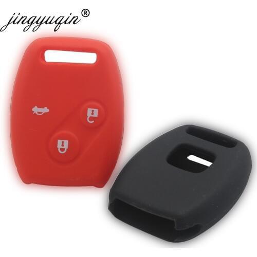 Jingyuqin Sport Style Silicone Car Key Case Cover for Honda Accord CR-V CRV Civic Pilot Fit Freed StepWGN Key 3 Buttons Shell