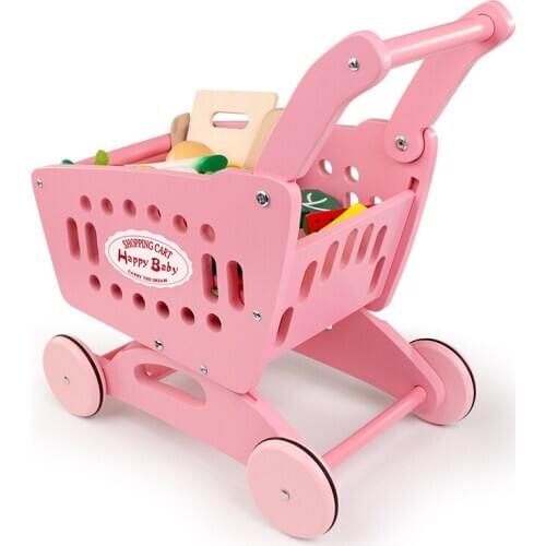 Childrens shopping cart toy girl kitchen simulation toy supermarket trolley baby cut fruit and vegetable set toy