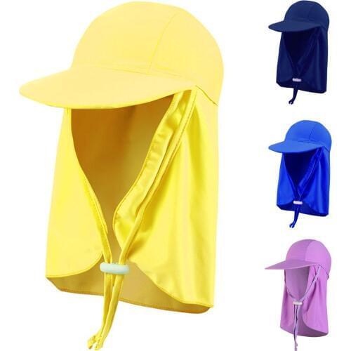 Kids Summer Wide Brim Outdoor Windproof Anti-UV Adjustable Ear Flap Cap Sun Hat Wind and dust resistant bacterial Hat