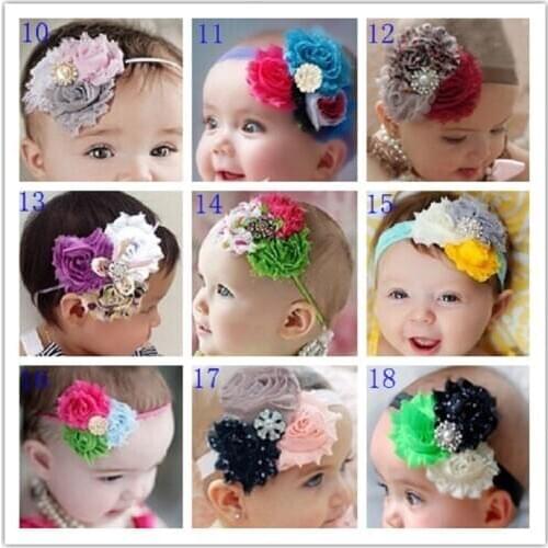 28 Colors Baby Headbands Young Girls Hairband Kids Elastic Hair bands Floral Hair Accessories Yarn Hairpins Ribbons Combs H5