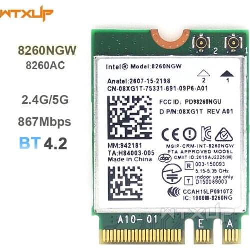 Dual Band For Intel Wireless AC 8260 8260NGW NGFF wifi Card 867Mbps 2.4/5GHz 802.11a/b/g/n/ac Bluetooth 4.2