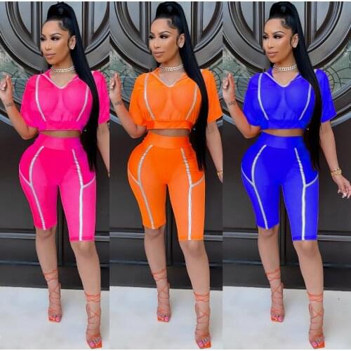 HAOOHU Womens Clothing Womens summer New Fashion Loose Solid Color Casual Short-sleeved Shorts Two-piece Suit