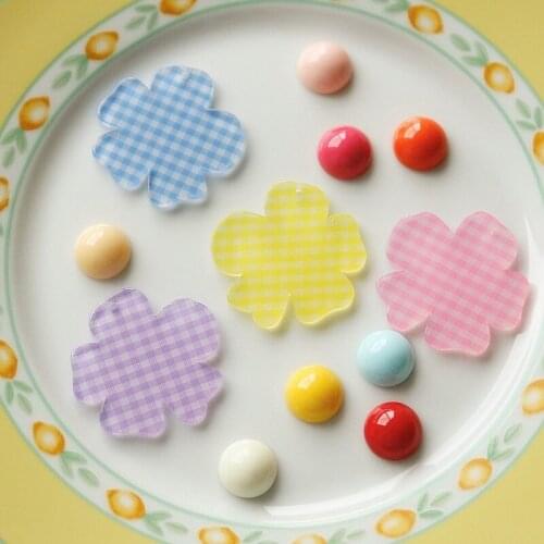 Custom plaid pattern girly flower pendant Japanese cute stud DIY earring accessories hairpin material