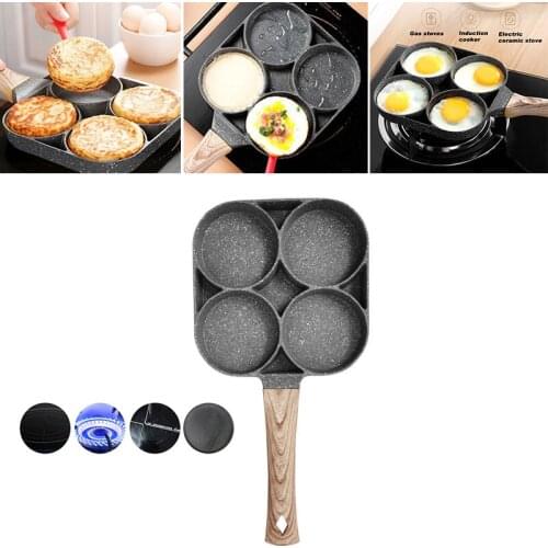 4 in 1 Omelet Pan Burger Eggs Ham Pancake Maker Wooden Handle Frying Pot Non-stick Cooking Breakfast Tools
