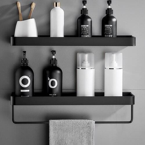 Multifunctional Bathroom Shelf Wall Shelves Shelf Aluminum Black Bathroom Corner Shelf Wall Mounted Aluminum Kitchen Storage