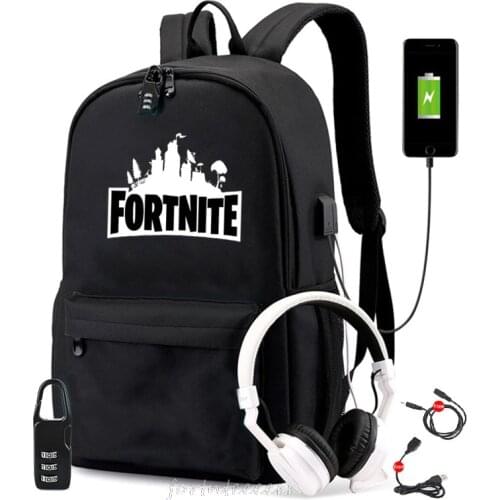 FORTNITE Backpack Multifunction USB Charging Travel Canvas Students Backpack For Teenagers Boys Girls School Bag