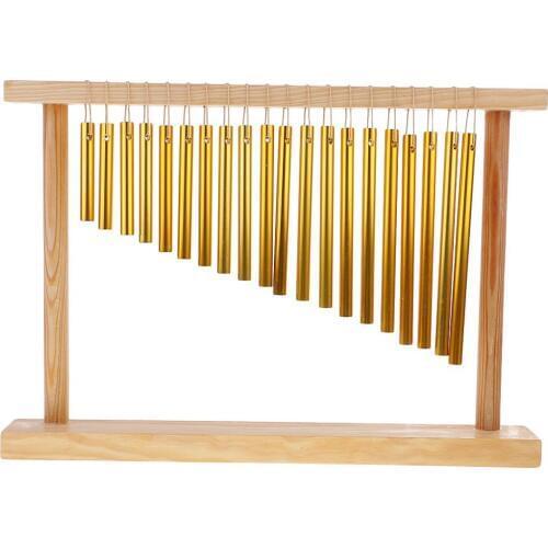 20 Tones Chimes with Hand Drum with Wooden Stand Musical Instrument Musical Toy Gift for Child
