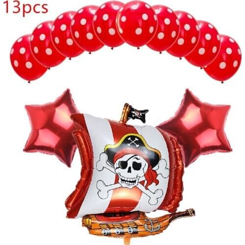 New 13pcs/lot 18inch Cartoon Pirate Boat Aluminum Balloons Skull Latex Balloon Festival Party Decorations Toy Globos Baby Shower