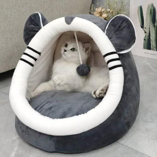 2021 New Portable Washable Small Dog Cats House Semi-Enclosed Lovely The Cartoon Style Home Pet Mat Cat Bed For Accessories
