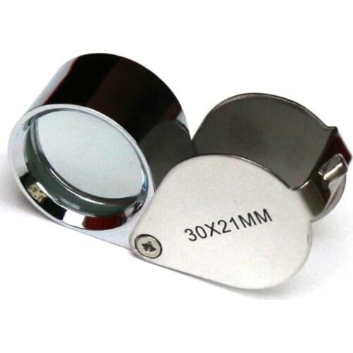 New Mini 30X 30x21mm Loupe Magnifier Folding Magnifying Triplet Jewelers Eye Glass Jewelry Diamond Currency Detecting LX4931