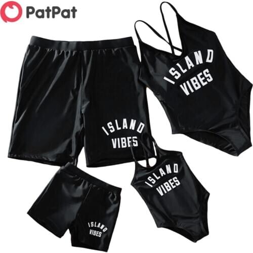 PatPat 2021 New Summer Trendy Sport Letter Print Matching Swimsuits