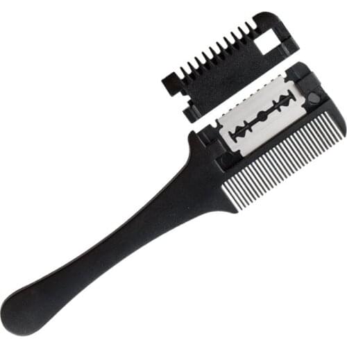 1pc Hair Cutting Comb Black Handle Hair Brushes with Razor Blades Cutting Thinning Trimmin Hair Salon DIY Styling Tools