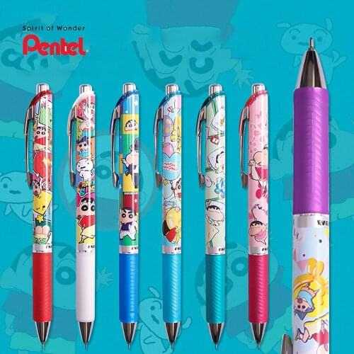 1+3Pcs Japan Pentel BLN75 Cartoon Limited Gel Pen Student Test Black Pen Quick-drying Press Pen Large-capacity Black Core 0.5mm