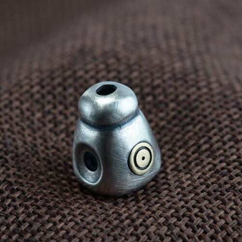 Handmade 925 Silver Guru Bead 925 Sterling Tibetan Malas Guru Bead Pure Silver Buddhist Prayer Beads Guru Three Holes Bead