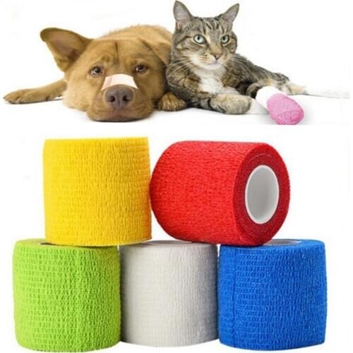 Self Adhesive Elastic Pet Dog Bandage Non-woven Fabric Breathable Tearing Sport Tape Dogs Cats Bandage Knee Protection Supplies