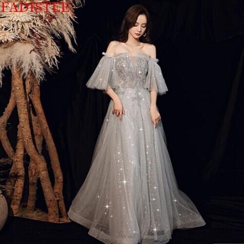 Sexy Boat Neck Gray Evening Dress Prom Party Gown Robe De Soirée De Mariage Longue Formal Dress suknie wieczorowe платье 2021