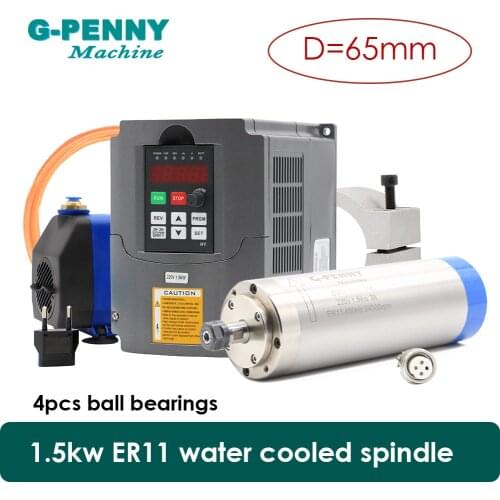 NEW!! Water cooled spindle 1.5KW ER11 Spindle for CNC machine & 1.5kw HY Inverter/VFD & 65mm Aluminium Bracket & 75W Water pump