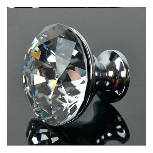 Glass Crystal Knob Dresser Pull Drawer Knob Handle Silver Kitchen Cabinet Knob Modern Fshion Furniture Hardware knob diamond