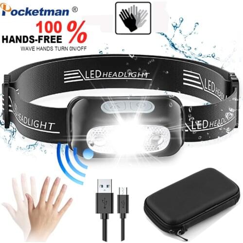 35000Lm LED Headlamp 5Modes Body Motion Sensor Headlight With USB charging RechargeableCamping Flashlight Head Light Torch Lamp