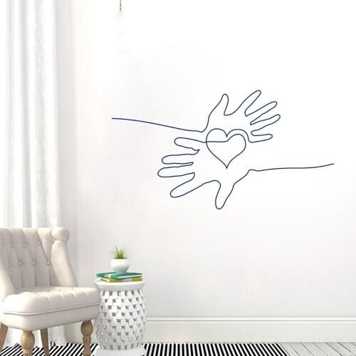 Vinyl Holding hands Heart Line Art Wall Art V Aesthetic Sticker Decal For Home Decoration A001517
