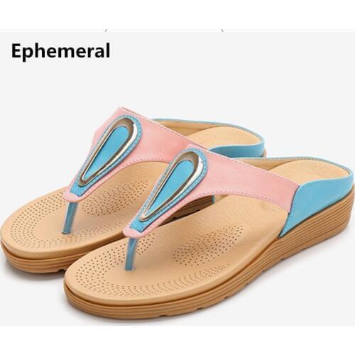 Women Platform Flip Flops Mixed Colors Chunky Heel Flats Summer Beach Dress Shoes Comfortable Outdoor Footwear Plus Size 41 35 9