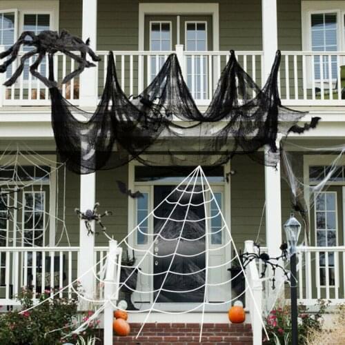 Halloween Creepy Cloth Decor Black Net Haunted Background Decoration Tapestry Bar Ornament DIY Accessories