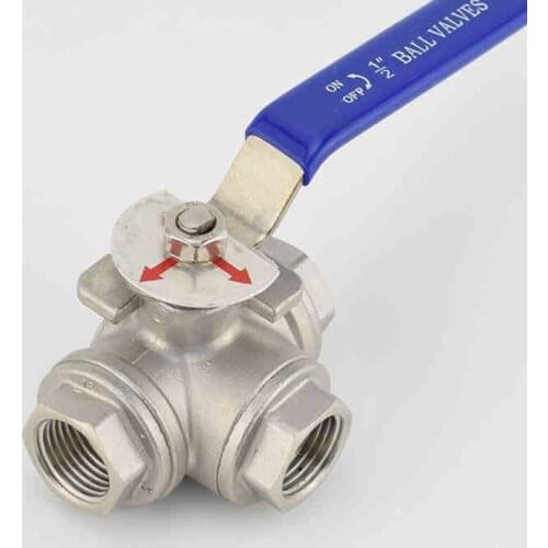 1/4" 3/8" 1/2" 3/4" 1" BSP Female Thread 304 Stainless Steel Three 3 Way L-Type Ball Valve For Water Oil Gas