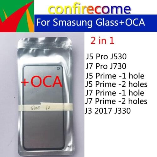 10Pcs\Lot For Samsung J5 J7 Pro J530 J730 J3 2017 J330 Touch Screen J5 Prime G570 J7 Prime Outer Glass with OCA Glue Laminated