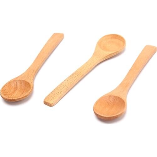 1X Wooden Round Bamboo Spoon Soup Tea Coffee Salt Spoon Kitchen Tools Cutlery